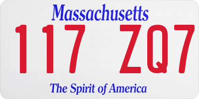 MA license plate 117ZQ7