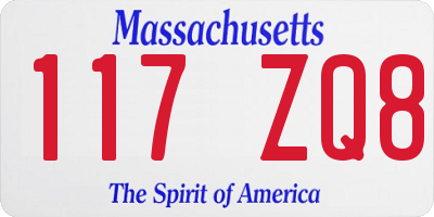 MA license plate 117ZQ8