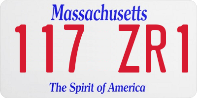 MA license plate 117ZR1