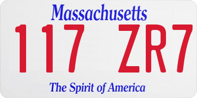 MA license plate 117ZR7