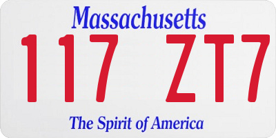 MA license plate 117ZT7