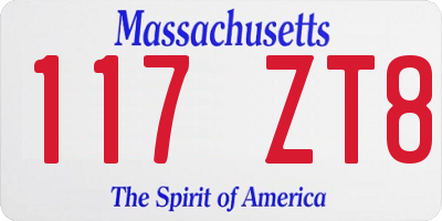 MA license plate 117ZT8