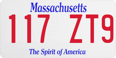 MA license plate 117ZT9