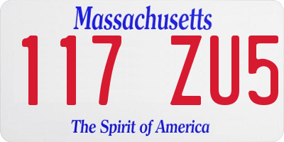 MA license plate 117ZU5
