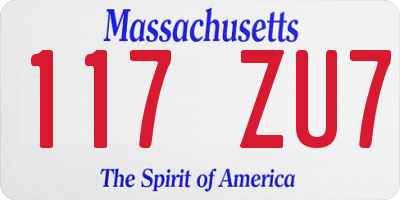 MA license plate 117ZU7