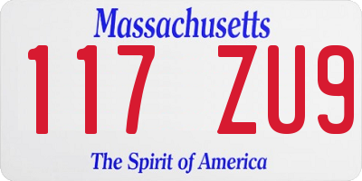 MA license plate 117ZU9