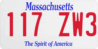 MA license plate 117ZW3