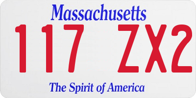MA license plate 117ZX2