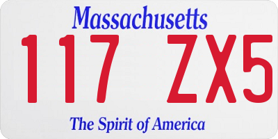 MA license plate 117ZX5