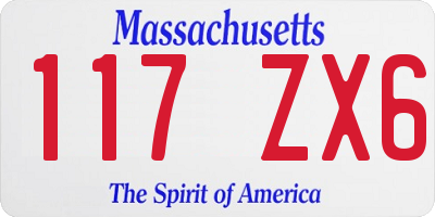 MA license plate 117ZX6