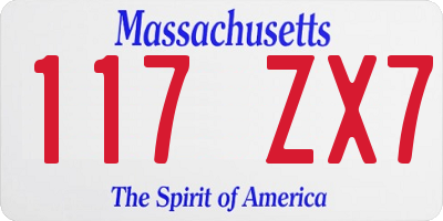 MA license plate 117ZX7