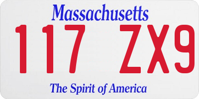 MA license plate 117ZX9