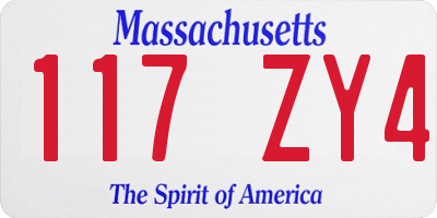 MA license plate 117ZY4