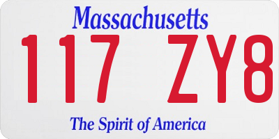MA license plate 117ZY8