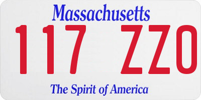 MA license plate 117ZZ0