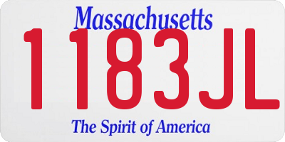 MA license plate 1183JL