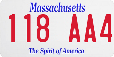 MA license plate 118AA4