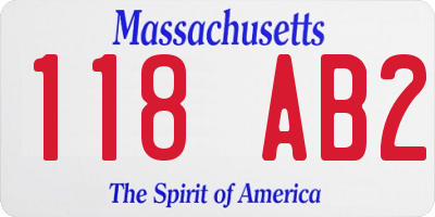 MA license plate 118AB2
