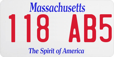 MA license plate 118AB5