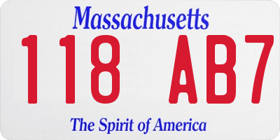 MA license plate 118AB7