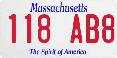 MA license plate 118AB8