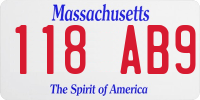 MA license plate 118AB9