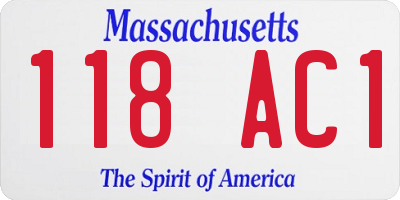 MA license plate 118AC1