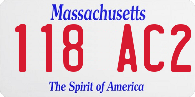 MA license plate 118AC2