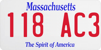 MA license plate 118AC3