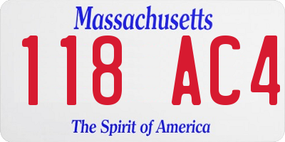 MA license plate 118AC4