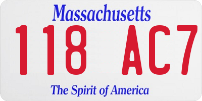 MA license plate 118AC7