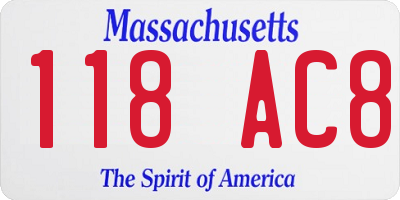 MA license plate 118AC8
