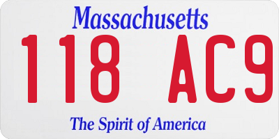 MA license plate 118AC9