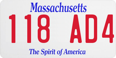 MA license plate 118AD4
