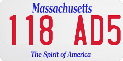 MA license plate 118AD5