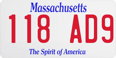 MA license plate 118AD9