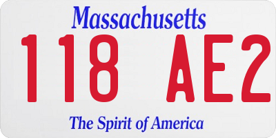 MA license plate 118AE2