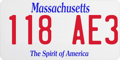 MA license plate 118AE3