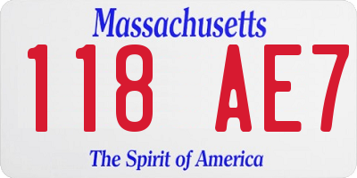 MA license plate 118AE7