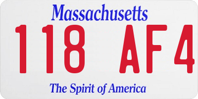 MA license plate 118AF4