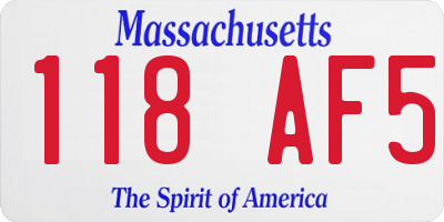 MA license plate 118AF5