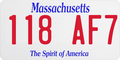 MA license plate 118AF7