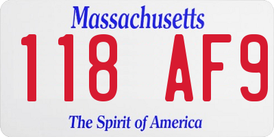 MA license plate 118AF9