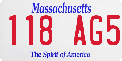 MA license plate 118AG5