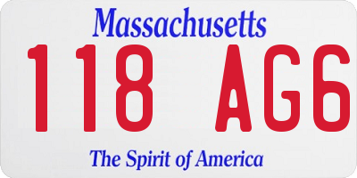 MA license plate 118AG6