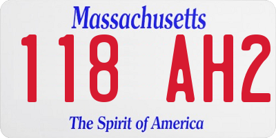 MA license plate 118AH2