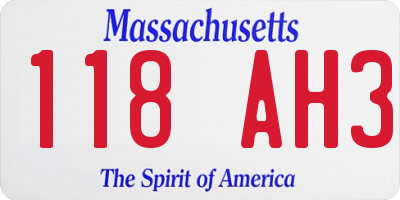 MA license plate 118AH3