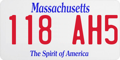 MA license plate 118AH5