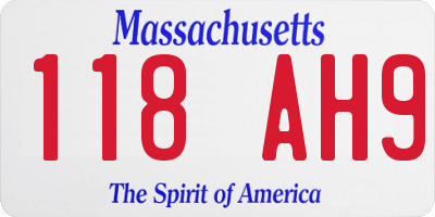 MA license plate 118AH9