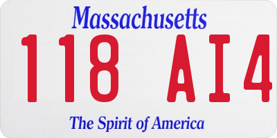 MA license plate 118AI4